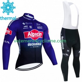 Homme Tenue Cycliste Manches Longues et Collant à Bretelles Hiver Thermal Fleece Alpecin Deceuninck 2023